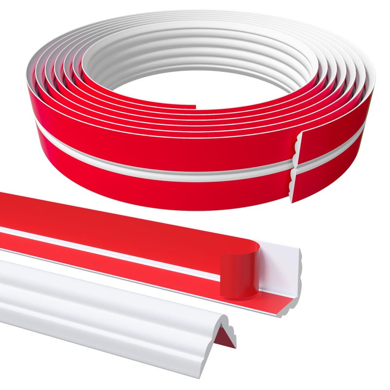 Pluden Wall Corner Protector Peel and Stick Corner Trim Molding  Flexible Inside & Outside Wall Edge Protector Guard  1.6In x 20FT Self Adhesive Moulding Trim Strip for Edge Ceiling - Image 1
